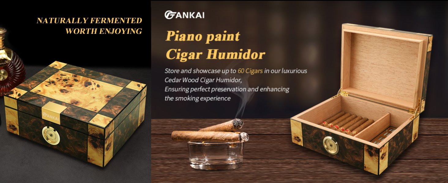 wooden humidor holds up to 60 cigars