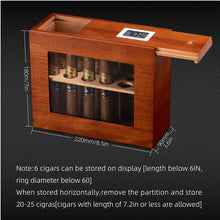 Load image into Gallery viewer, XIFEI humidor Cigar Display Box,Glass Window Handcrafted,Top Cover Digital Hygrometer, Dedicated humidifier-Holds 12-25 Cigars

