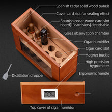 Load image into Gallery viewer, XIFEI humidor Cigar Display Box,Glass Window Handcrafted,Top Cover Digital Hygrometer, Dedicated humidifier-Holds 12-25 Cigars
