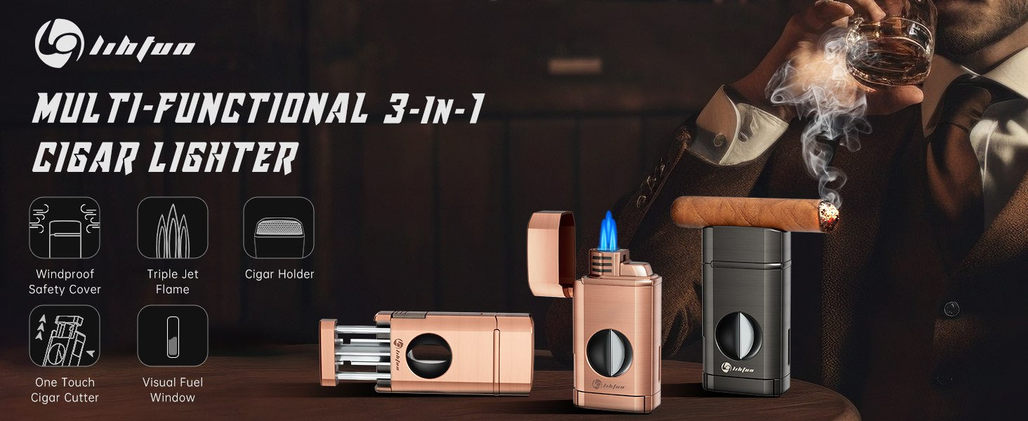 cigar lighter with v cutter