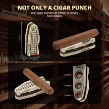Load image into Gallery viewer, Cigar Punch with Cigar Holder, 3 Punch Cutters, 2 Cigar Stands, 20-25-30 Ring Guage Hole Opener with Pouch

