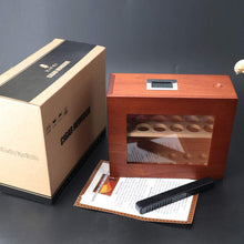 Load image into Gallery viewer, XIFEI humidor Cigar Display Box,Glass Window Handcrafted,Top Cover Digital Hygrometer, Dedicated humidifier-Holds 12-25 Cigars
