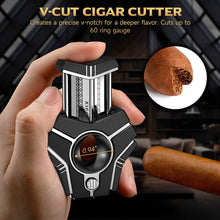 Load image into Gallery viewer, XIFEI 3-in-1 Cigar Cutter, V-Cut Straight Cut and Punch, Stainless Steel Guillotine Cutter with Ergonomic Design, Cuts Up to 60 Ring Gauge Cigars
