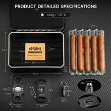 Load image into Gallery viewer, LIHTUN 3-layer Plastic Travel Humidor Case with Cigar Cutters, V Cutter, Straight Cutter, Cigar Punch, Cigar Humidity Pack, Hygrometer, Holds Up to 10 Cigars

