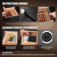Load image into Gallery viewer, XIFEI Cigar Humidor, Glass Top Carbon Fiber Texture with Hygrometer, Including Cigar Humidifier, Divider, Cedar Wood Humidor Box Holds 20-30 Cigars (9IN*7.5*2.8)
