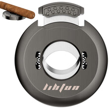Load image into Gallery viewer, LIHTUN 2-in-1 Cigar Cutter, Gear Guillotine Cutter with Built in Cigar Holder, Stainless Steel Blades, Cuts Up to 60 Ring Gauge Cigars
