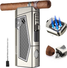 Load image into Gallery viewer, FANKAI Quad-Jet Cigar Lighter Punch Stand Draw Enhancer 4IN1
