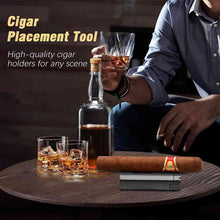 Load image into Gallery viewer, TISFA Travel Humidor, Leather Cigar Case with Cedar Wood Interior, All-in-One Cigar Lighter, V-Cut Cutter, Cigar Rest, Compact Travel Humidor with Built-in Humidifier

