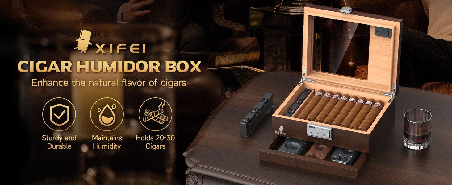 wooden humidor with lock