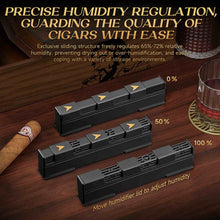Load image into Gallery viewer, KEJIAR Wooden Humidor with Side Accessory Compartments, Glass Top Cigar Humidor with Digital Hygrometer, Adjustable Humidifier, Divider, Cigar Cutters, Holds Up to 20 Cigars
